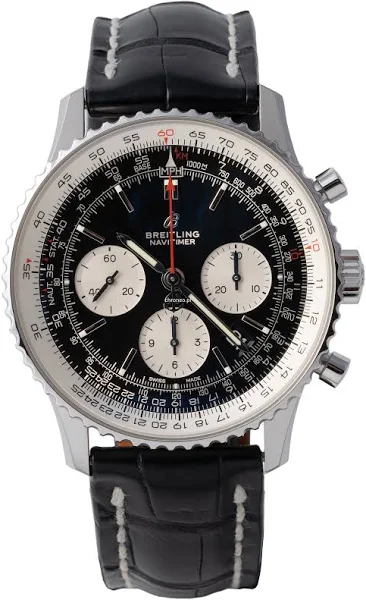 Breitling AB0121211B1A1 Navitimer 1 Srebrny chronograf ze stali nierdzewnej z czarną tarczą
