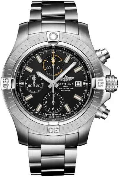 Breitling A13317101B1A1 Avenger Chronograph Zegarek męski z czarną tarczą ze stali nierdzewnej