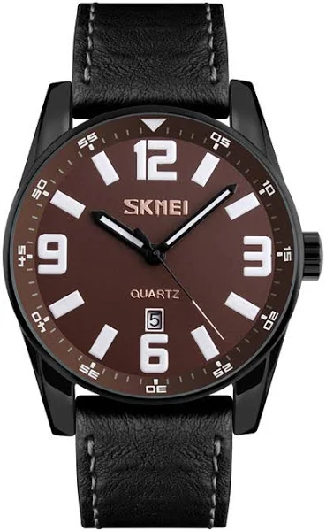 Zegarek męski Skmei pasek skóra datownik czarny