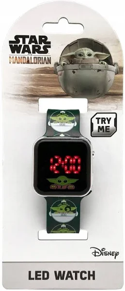 Dziecięcy Piękny Zegarek Led z kalendarzem Mandalorian Baby Yoda Zegarek