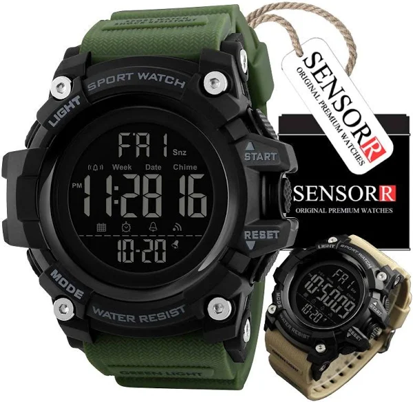 Empik WOJSKOWY ZEGAREK MĘSKI WSTRZĄSOODPORNY WODOODPORNY DUŻY EKRAN LED SENSORR