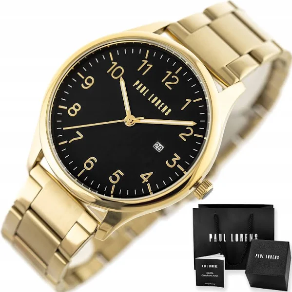 Zegarek Męski Paul Lorens Castle +box +grawer Cyfry czytelny stalowy