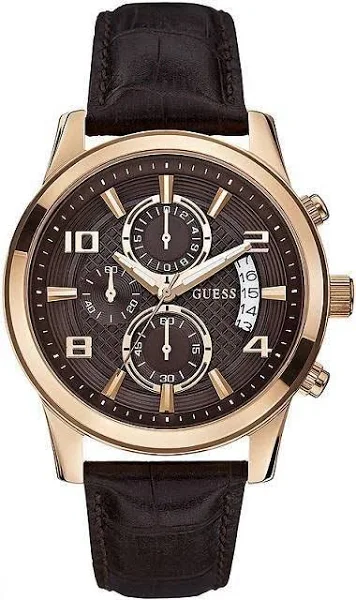 Guess Męski Zegarek Z Chronografem Exec Ze Skórzanym Paskiem W0076G4