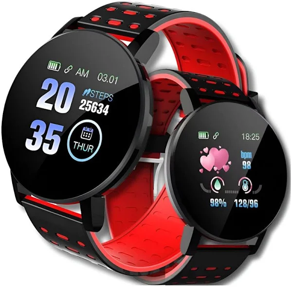 119plus Sport Fitness Smart Watch Mężczyźni Kobiety Smartwatch Ciśnienie krwi Wodoodporne zegarki cyfrowe niebieski