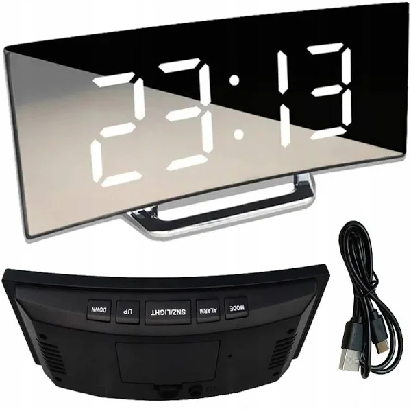 Zegar Elektroniczny Cyfrowy Led Nowoczesny Design Termometr z Budzikiem