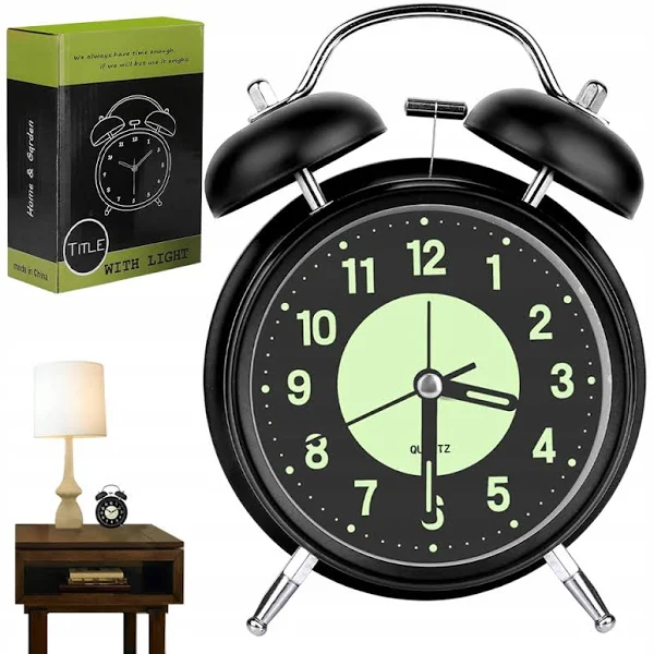 Zegar Retro Budzik Klasyczny Z Lampką Nocną Głośny Alarm