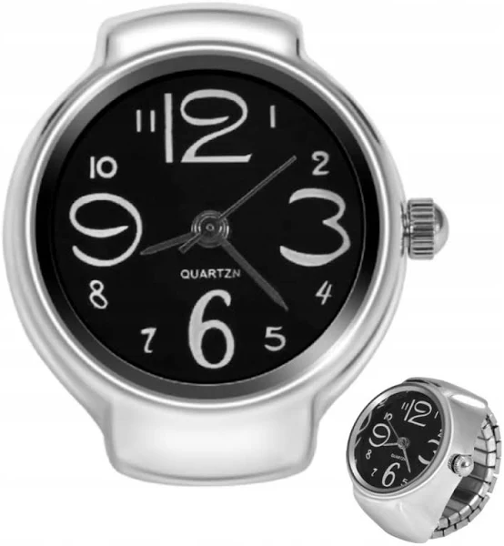 Zegarek Damski Pierścionek Czarna