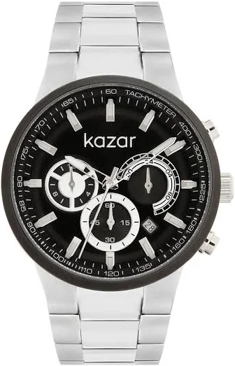 Zegarek ze srebrną bransoletą i czarną tarczą