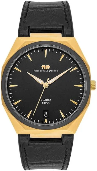 Rhodenwald & Söhne Zegarek kwarcowy Cooledge Skóra naturalna/silikon Czarny uhr 1.0 pieces