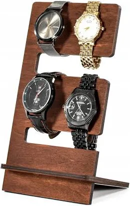 Ekspozytor drewniany zegarki stojak biżuteria taca stojak drewno akcesoria