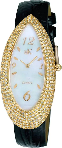 Adee Kaye Pear Collection Crystal Accents Biała Masa Perłowa Tarcza Kwarcowy AK2527-LG Damski Zegarek