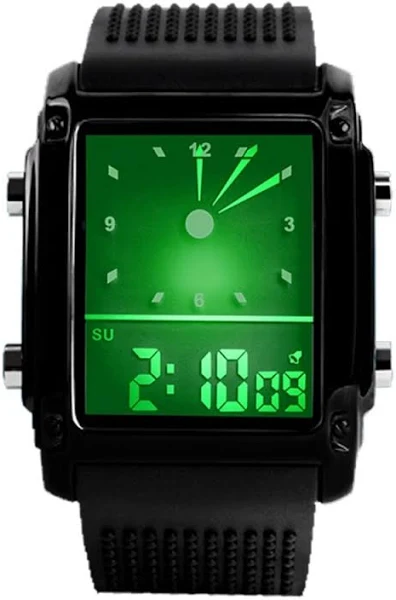 TONSHEN zegarek cyfrowy 5ATM wodoszczelny sportowy zegarek LED analogowy zegarek kwarcowy stal szlachetna z paskiem kauczukowym kolor światło modny