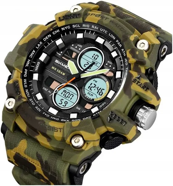 Zegarek męski Skmei pasek elektroniczny stoper alarm 12/24 h WR50M