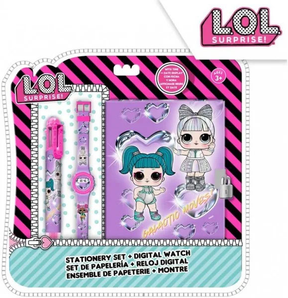 Kids Euroswan Zestaw zegarek cyfrowy długopis pamiętnik Lol