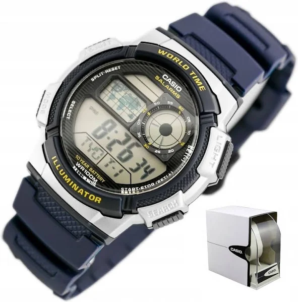 Zegarek dziecięcy Casio dla chłopca +box +grawer cyfrowy alarm data