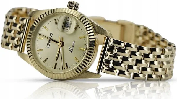 Złoty zegarek z bransoletą damską 14k Geneve lw020ydy&lbw004y