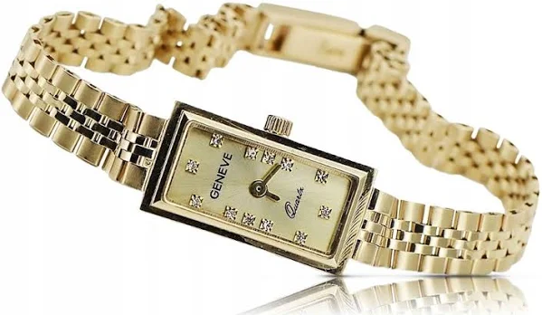 Prześliczny 14K 585 złoty damski zegarek Geneve lw057y