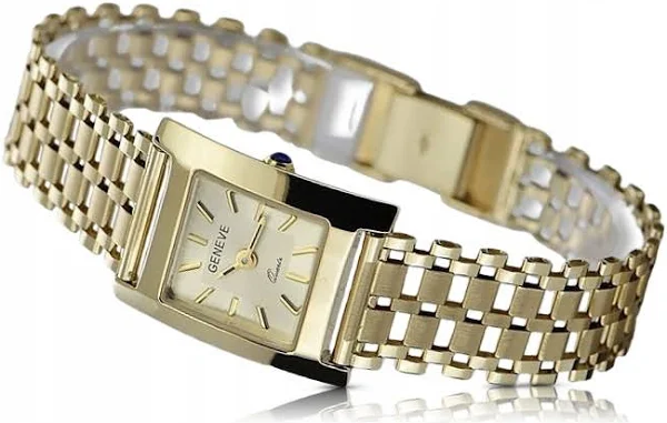 Złoty zegarek damski z bransoletą 14k Geneve lw036ydy&lbw002y