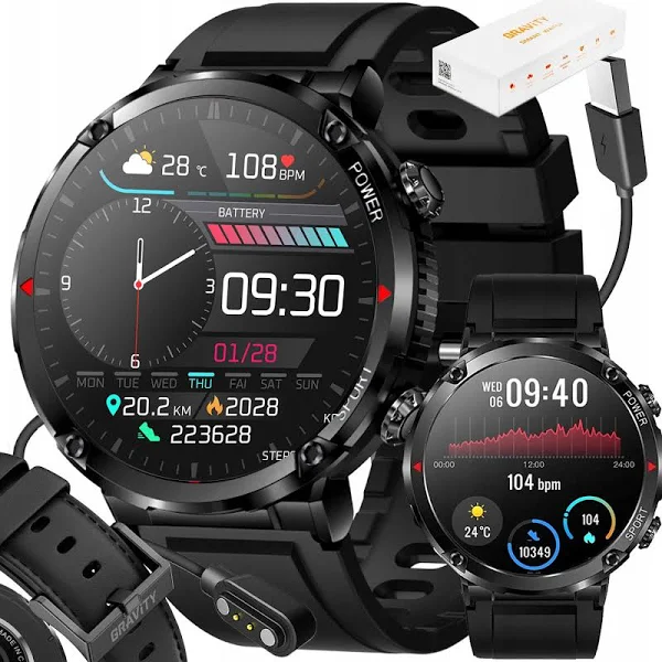 Zegarek męski Smartwatch Gravity Bateria 600mAh Polskie Menu Rozmowy Sms Fb