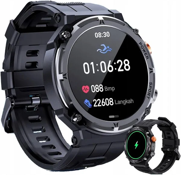 Smartwatch Męski Zegarek Wojskowy Bluetooth Rozmowy