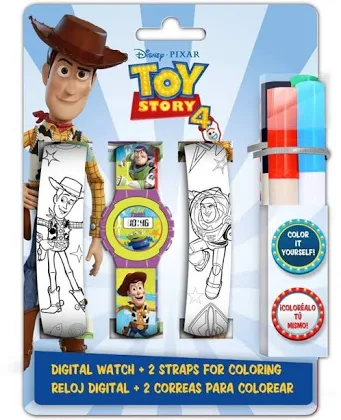 Kids Euroswan Zestaw zegarek cyfrowy z paskami do kolorowania Toy Story Wd20340