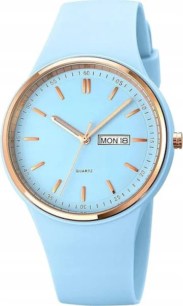 Analogowe zegarki damskie z silikonowym paskiem prosty modny