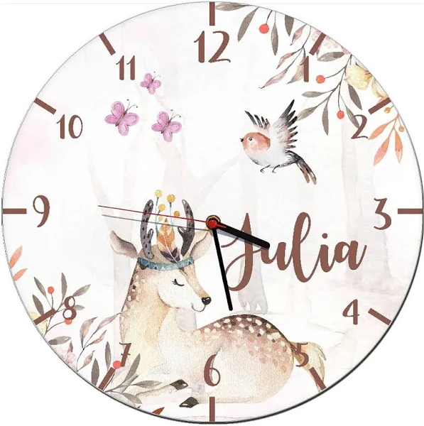 Zegar ścienny dla dzieci Dekoracja Boho do pokoju dziecka Zegarek Imię