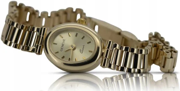 Śliczny 14k 585 złoty damski zegarek Geneve lw099y