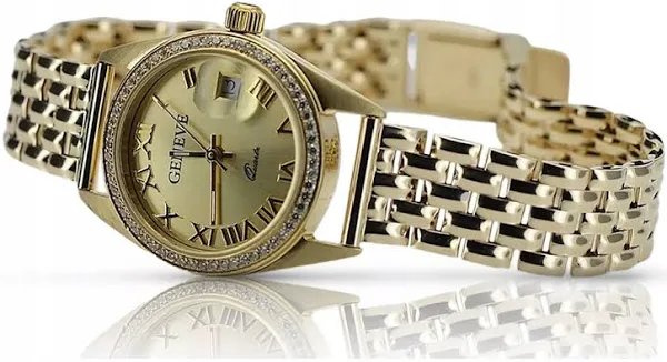 Złoty zegarek damski 14k Geneve lw078yd