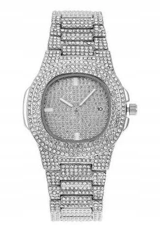 Zegarek Męski Z Bransoletką Stalowy Z Kryształkami 829