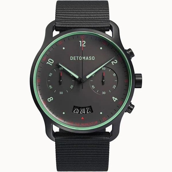 Zegarek męski Czarny Chronograf koperta ze stali chirurgicznej szkło mineralne utwardzane szafirowo