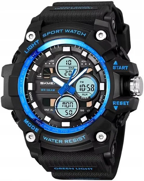 Zegarek męski Skmei pasek elektroniczny stoper alarm 12/24 h WR50M