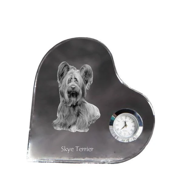 Skye terrier zegar w kształcie serca z psem art-dog