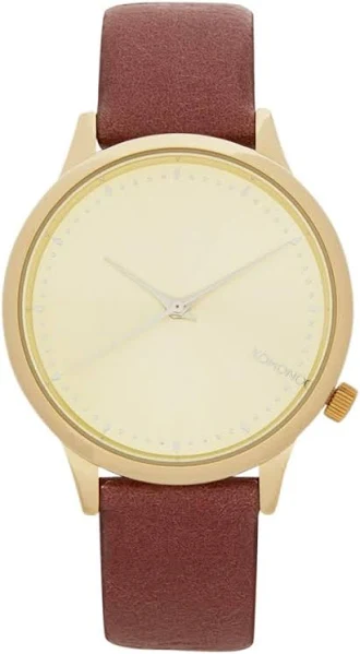 Zegarek Damski Złoty Czerwony Pasek Analogowy Kwarcowy