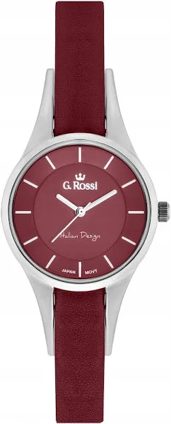 Zegarek G.Rossi na skórzanym pasku kolor bordowy jasna tarcza 23cm