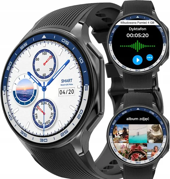 Zegarek Smartwatch 4 Gb Dyktafon Zdjęcia Video MP3 Amoled Bluetooth 5.3