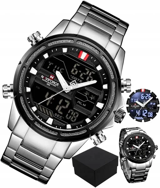Zegarek męski naviforce led bransoleta stoper box