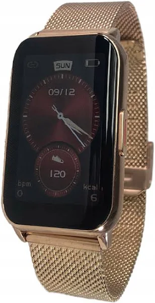 Złoty Smartwatch Zegarek Fitness Pomiar Tętna