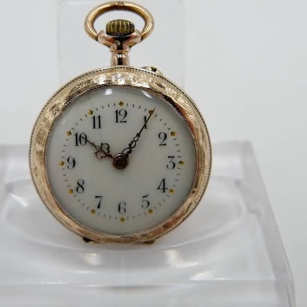 Mały Damski Zegarek Kieszonkowy Bf 1930-40 Złoty 585 14k Szwajcaria
