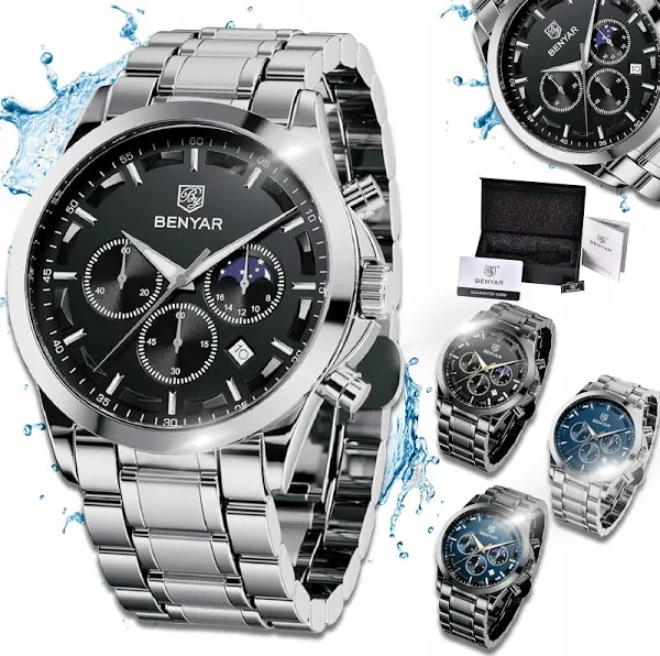 Zegarek Męski Benyar Klasyczny Chronograf Datownik