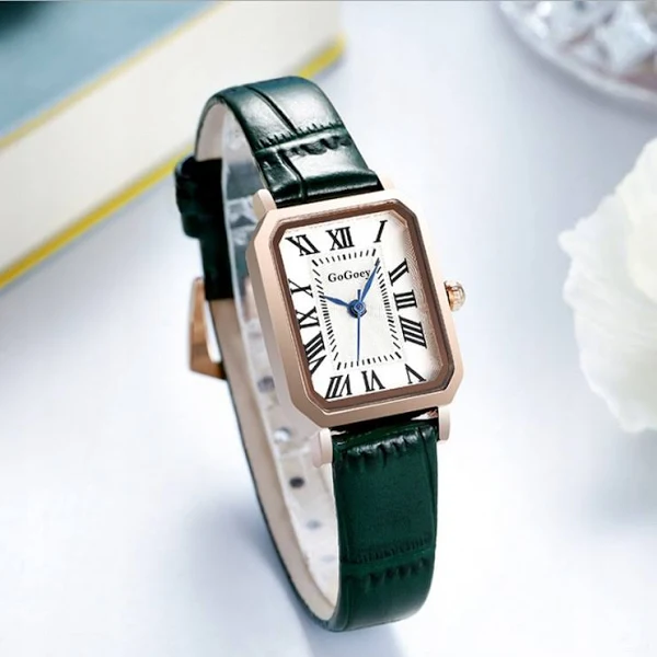 Damski Zegarek kwarcowy vintage retro zielony pasek