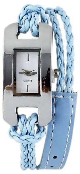 Błękitny zegarek bransoletka warkocz eko skóra
