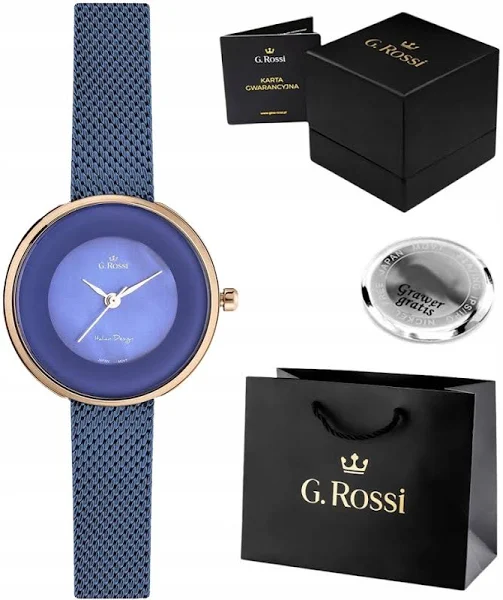 Zegarek damski G. Rossi delikatny i kobiecy Siatka Mesh pudełko Grawer