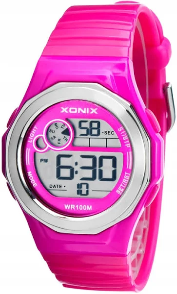 Xonix zegarek sportowy damski, stoper, alarm, 2 x czas, wr 100m, antyalergiczny