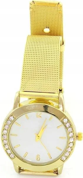 Analogowy Zegarek Damski Złoty z Cyrkoniami