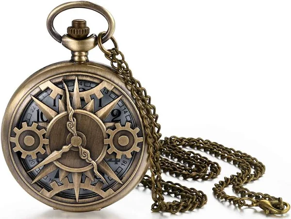 JewelryWe Prezent na Dzień Ojca zegarek kieszonkowy męski retro