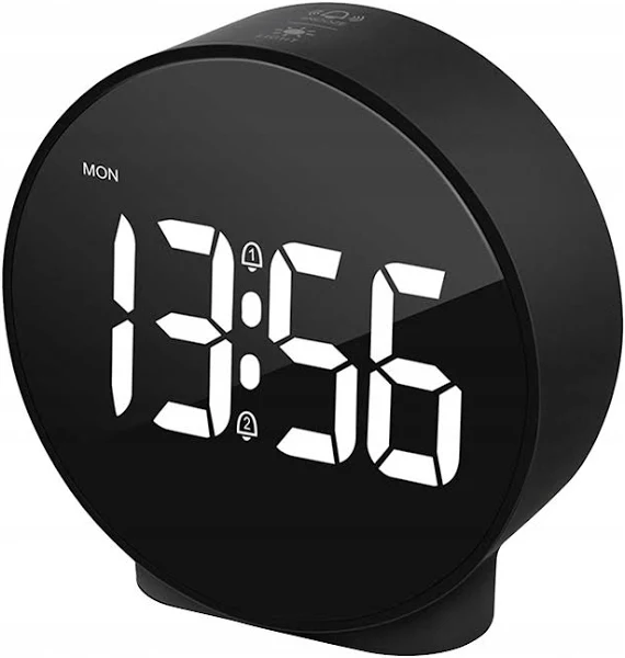 ch-Led Digital Clock Multifunctional 12/24H Display Snooze Setting Black