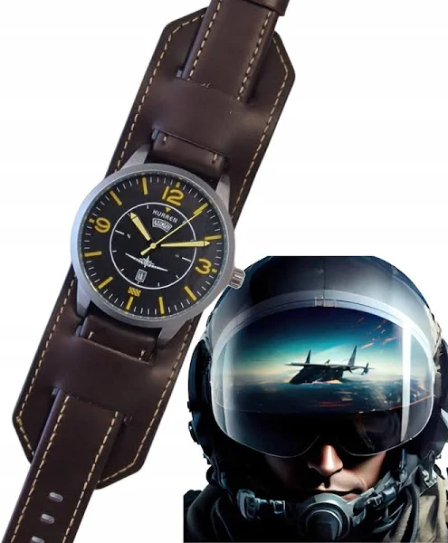 Stylowy Zegarek Męski Kurren Pilot Kwarcowy Styl Lotniczy Skóra