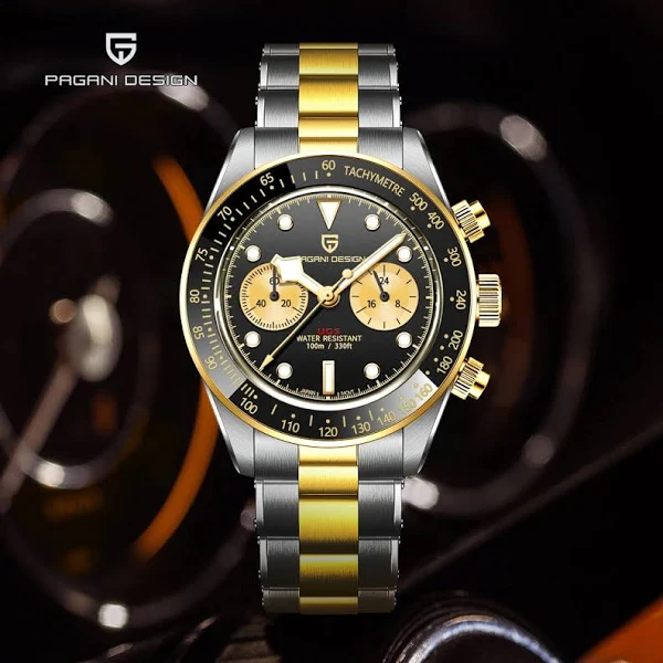 PAGANI DESIGN Panda zegarek retro dla mężczyzn kwarcowe zegarki na rękę chronograf sportowy Top