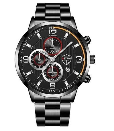 Zegarek Męski Z Bransoletką Stalowy Czarny 429